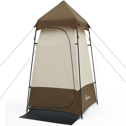 Wolfwise 6.9FT Outdoor Portable Shower Tent Camping Privacy Changing Room Tent for ToiletHiking Bathroom Shelters Brown
